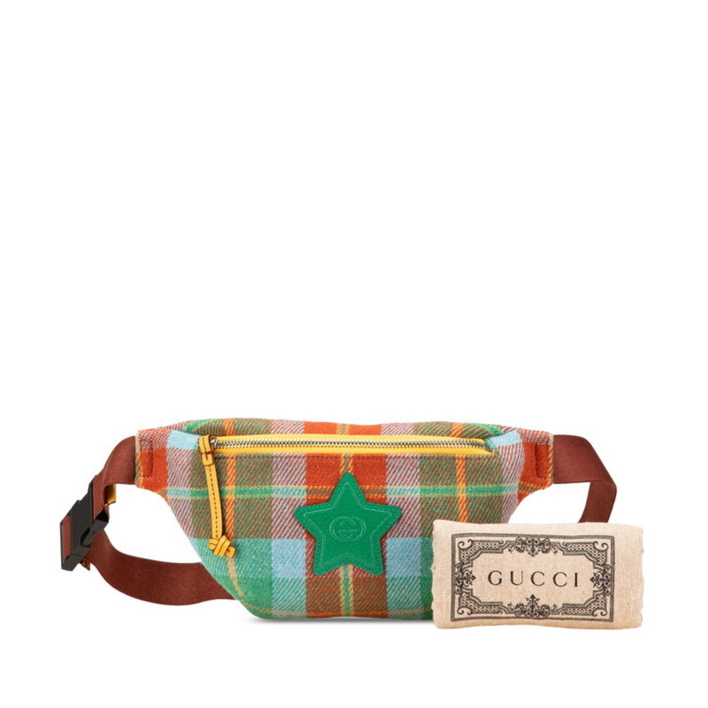 Gucci Children's Check Star Waist Bag 502095 in Green Multicolor Canvas and L... - Picture 9 of 10